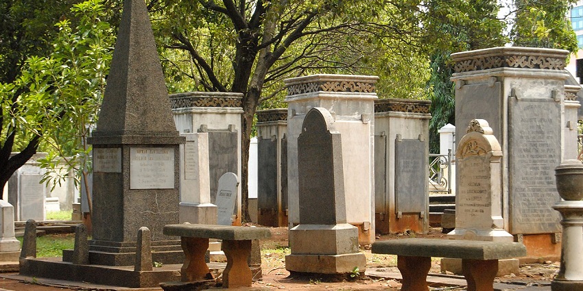 A colonial-era cemetery museum with tombstones is among the haunted places in Indonesia.