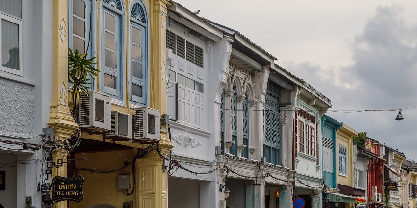 Discover the charm of Thalang Road in Phuket, known for its historic buildings and shops.