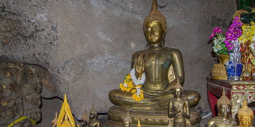 The meditation area in Tham Susa, or Tiger Cave, offers a cave tunnel light stone package