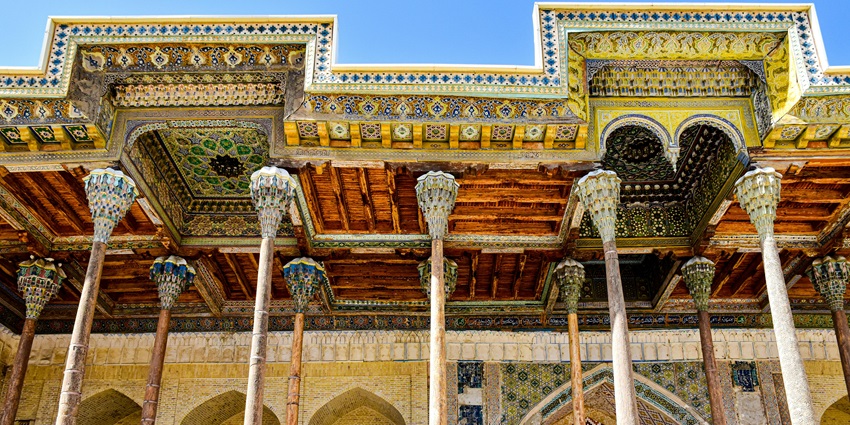 Step inside this mosque adorned with 20 columns and colourful ceilings beside a peaceful pool.