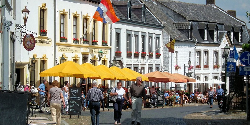 Charming view of Thorn, known for its iconic white-painted buildings in the Netherlands