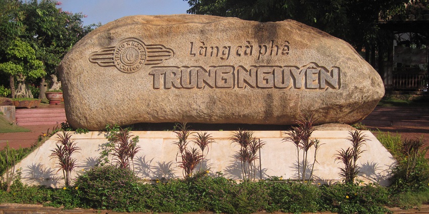 Welcome signage of Trung Nguyen Coffee Village, famous for its high quality coffee.