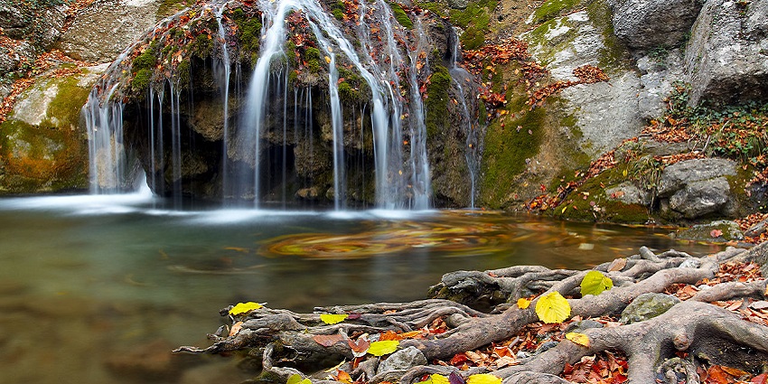 Uvita Waterfall cascades down into a clear pool, surrounded by tropical greenery.