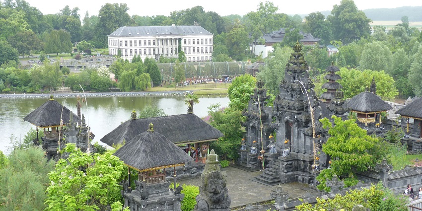 Aerial view of the Pairi Daiza; visiting it is one of the great things to do in Belgium with family.
