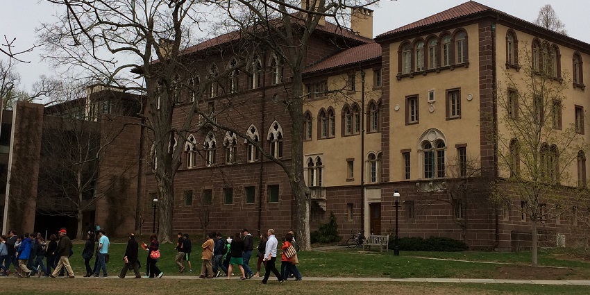 Corner view of the Princeton University Art Museum with its modern architectural design.