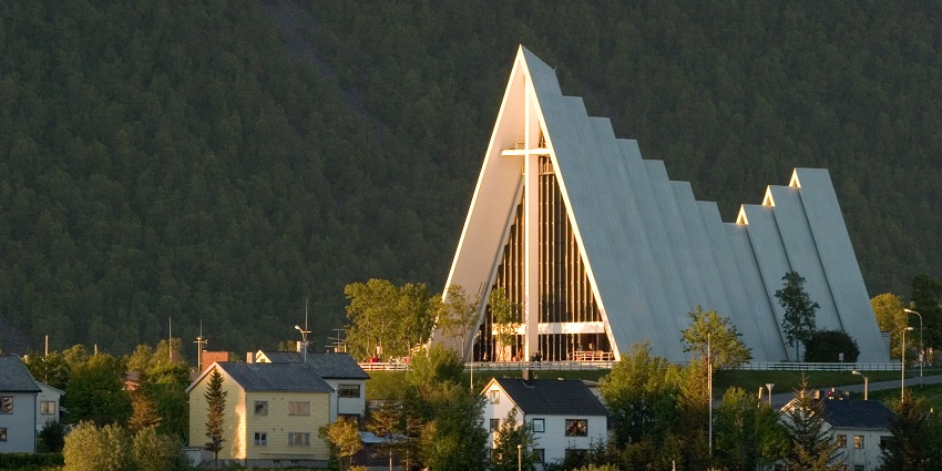 Things to do in Tromso include admiring the striking modern architecture and stained-glass windows of the iconic Arctic Cathedral.