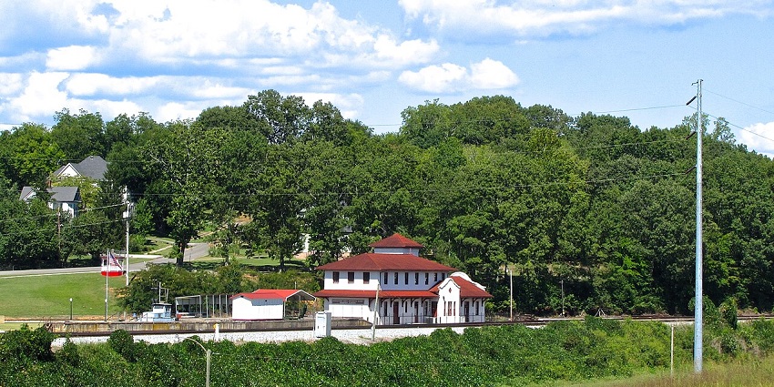 Popular historic Bridgeport Depot Museum view from the southwest coast in Bridgeport