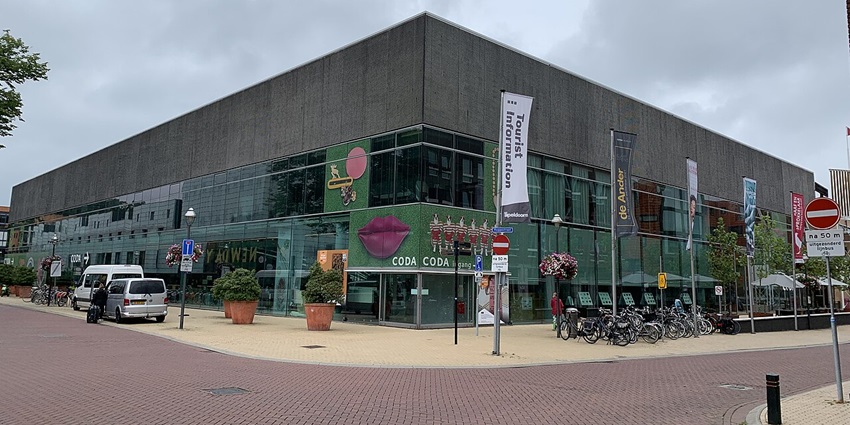 An image of the CODA Museum building in Apeldoorn, known for its cultural exhibitions.