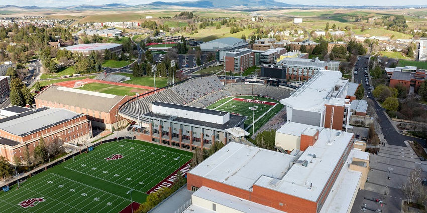 Tourists visiting the famous Martin Stadium on a bright sunny day,one of the best things to do in Pulluman, WA