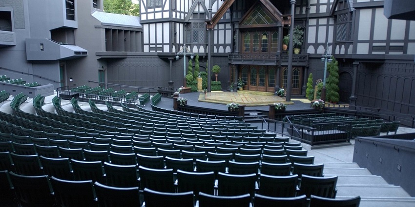Open-air stage at Oregon Shakespeare Festival, one of the best things to do in Ashland.