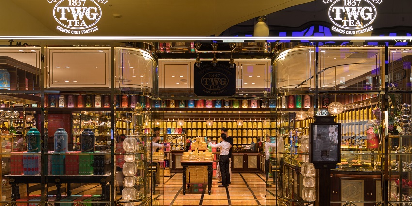 An image of a TWG Tea shop serving tea among the popular things to buy in Singapore.