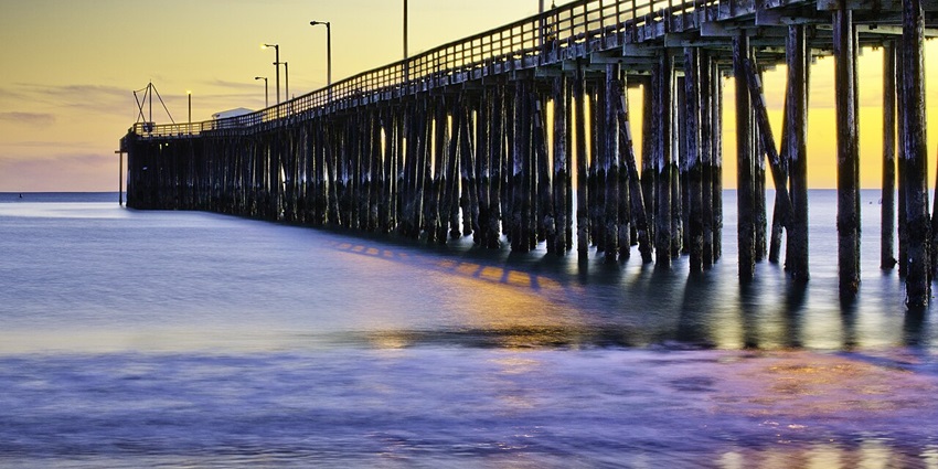 Sunset view from the Avila Beach Pier; walking here is one of the popular things to do in Avila Beach.