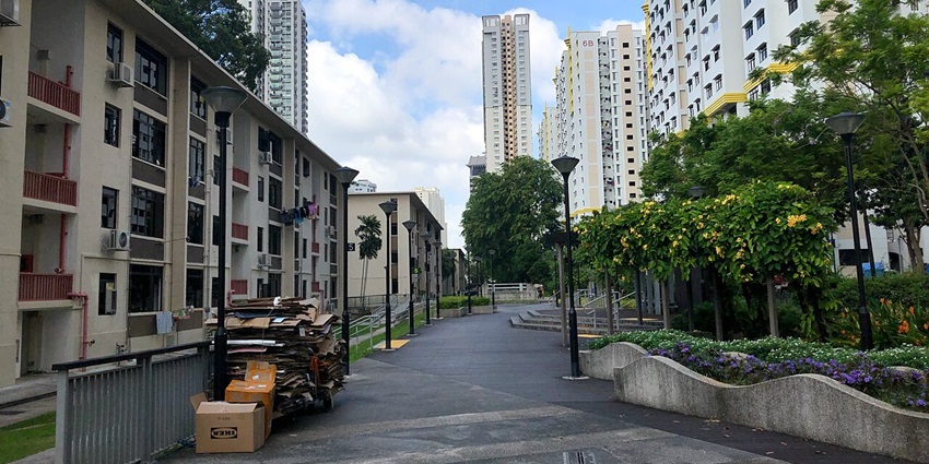 Clean street view with curved Art Deco architecture, things to do in Tiong Bahru.