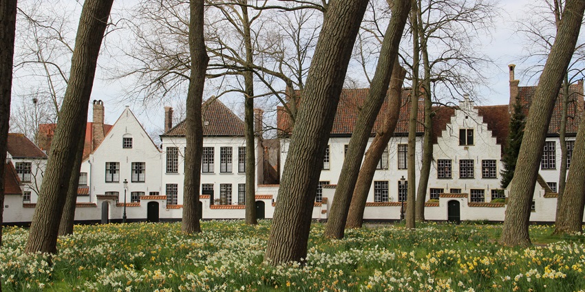 A serene UNESCO World Heritage Site featuring whitewashed houses and peaceful gardens.