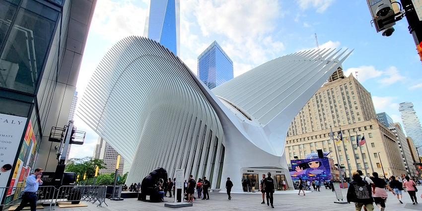 Image of the exterior of the Westfield World Trade Centre, among the great malls in NYC.