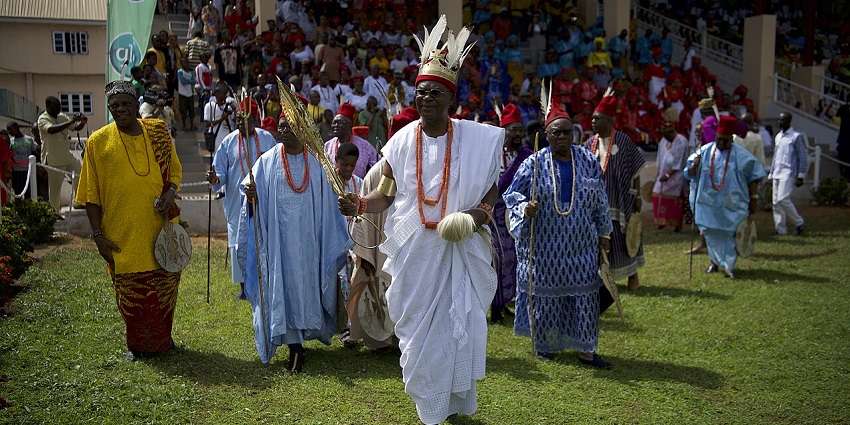 A royal festival in Igboland celebrating the king’s annual emergence and community unity.