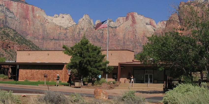 Exhibits on Native American culture and geology at the Zion Human History Museum.