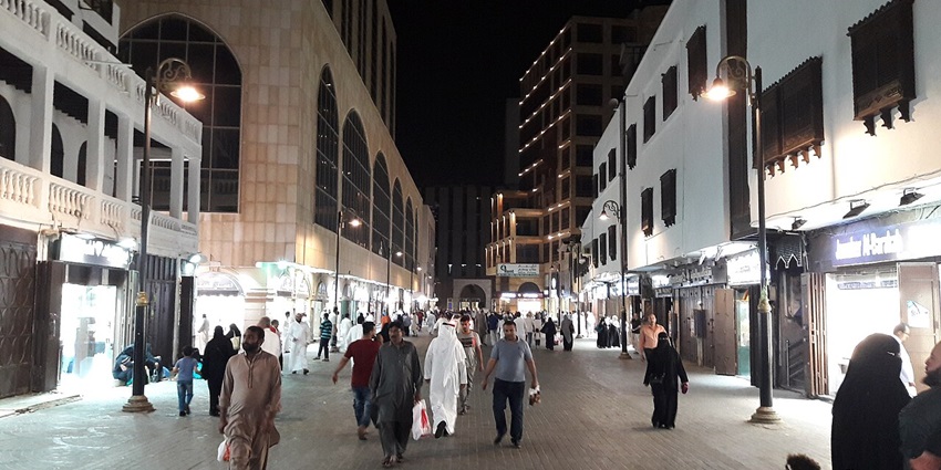 Vibrant atmosphere at AI-Balad street, on the list of historical places in Jeddah