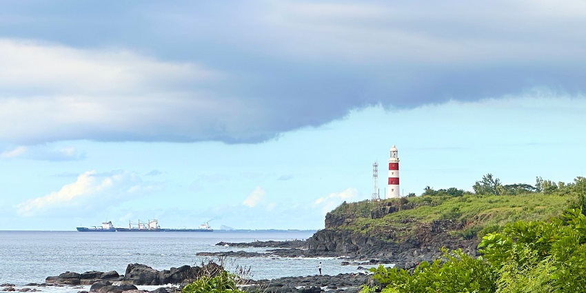 Albion Lighthouse in Mauritius stands tall on coastal cliffs, one of the monuments in Mauritius.