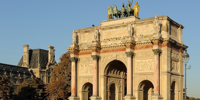 The Arc de Triomphe, standing at the center of Place Charles de Gaulle, is one of the must-see historical places in Paris