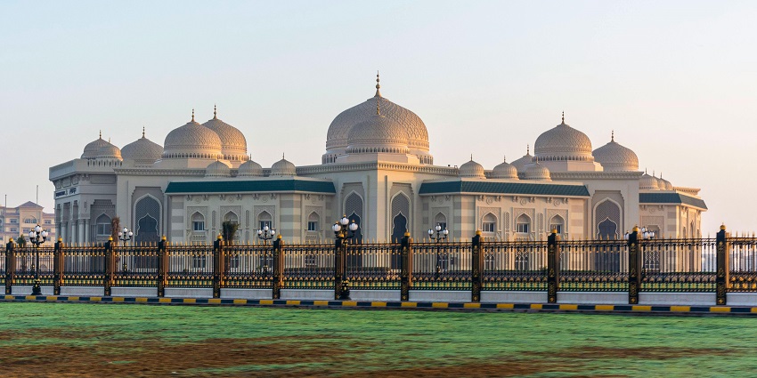 The Al Naboodah house with traditional architecture, one of the top monuments in Sharjah.