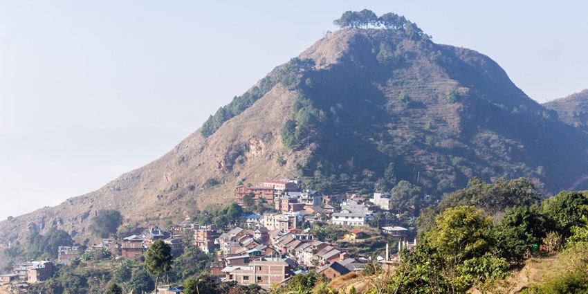 Many colourful hillside houses in Bandipur town, one of the places to visit in Nepal