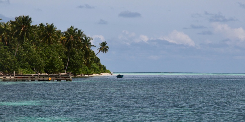 The majestic Baros Island in the Maldives offers expansive views of the vast sea