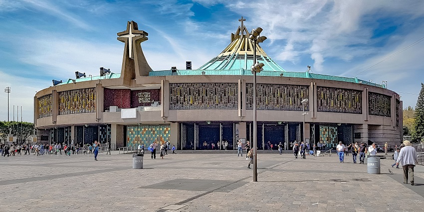 The monument of modern circular Basilica of Our Lady of Guadalupe in Mexico City,