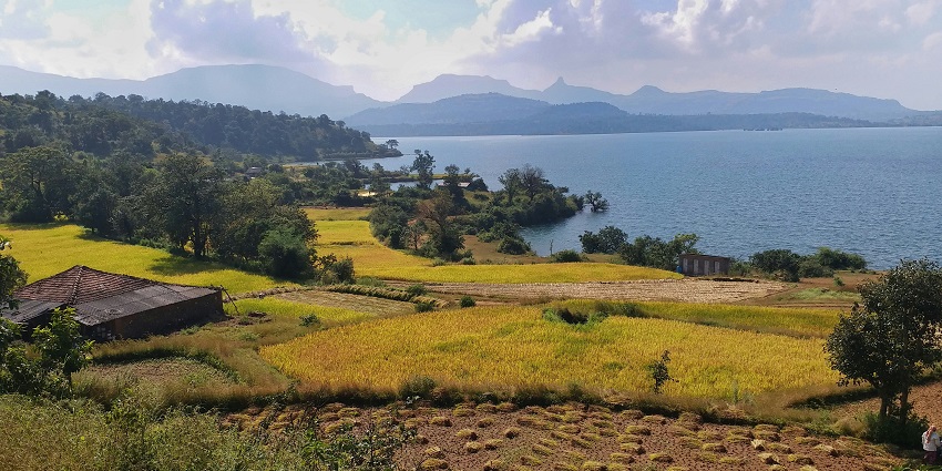 Peaceful lakeside and lush greenery at Bhandardara, a serene getaway near Pune.