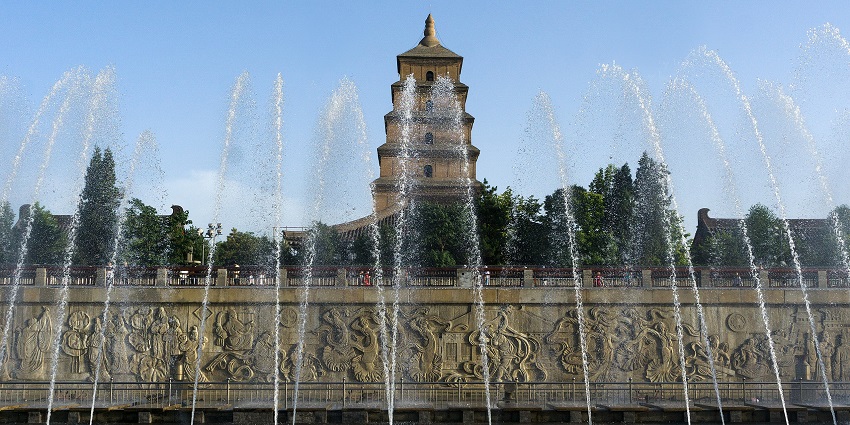 The brick pagoda stands tall in the historic city of Xi’an, one of the monuments in China