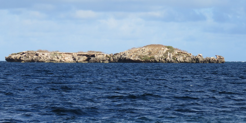 Aerial view of the rocky Bird Island at Lambert’s Bay, one of the best islands in South Africa.