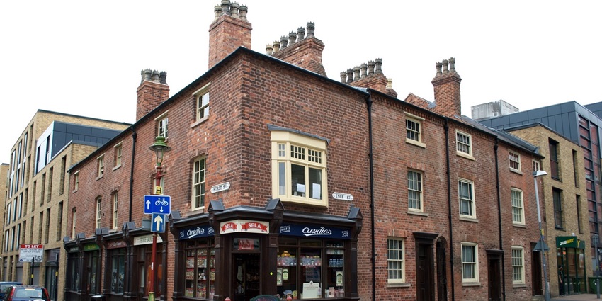 Restored 19th-century back-to-back houses are historical places in Birmingham, showcasing wonderful architecture.