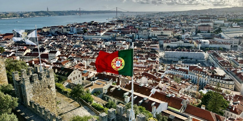 Panoramic view of Lisbon from the battlements of Castelo de São Jorge.