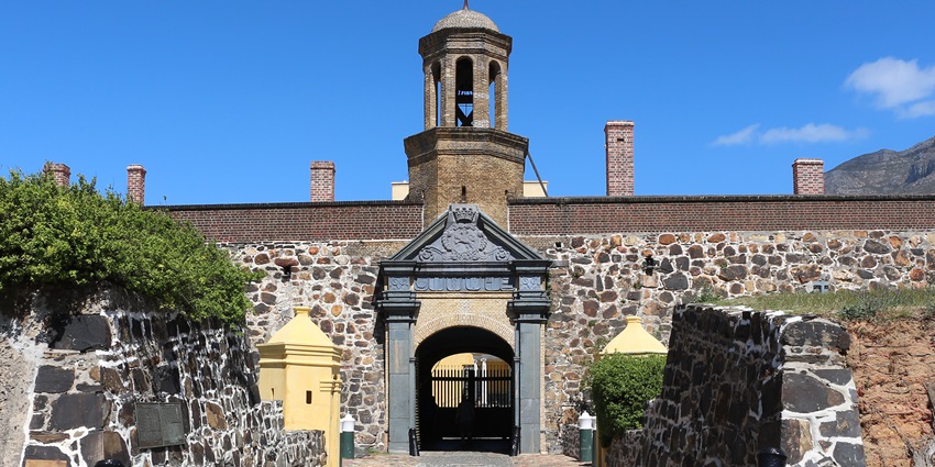 The Castle of Good Hope, with its yellow walls, is one of the monuments in South Africa.