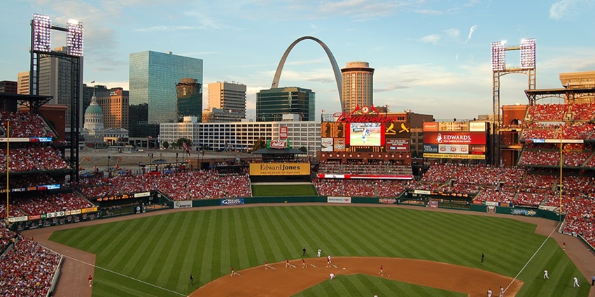 Best things to do in St Louis include watching a game at the famous Busch Stadium, home to the St. Louis Cardinals.