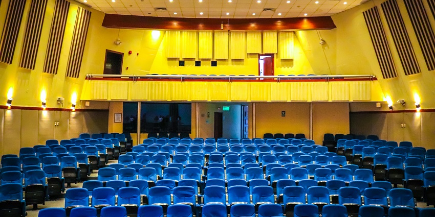 Historic theatre hosting classic films, concerts, and community plays in an art deco setting.