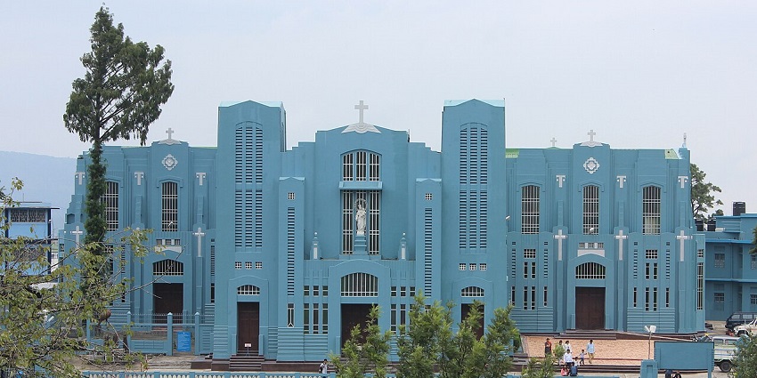 Structure of the Cathedral of Mary Help of Christians with its building and complex area.
