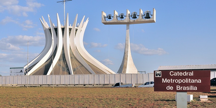 The Cathedral of Brasilia, with the unique architecture of the buildings and bells