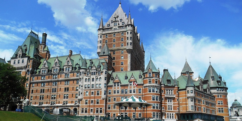 Château Frontenac, with its copper roofs, is one of the historical monuments in Canada.