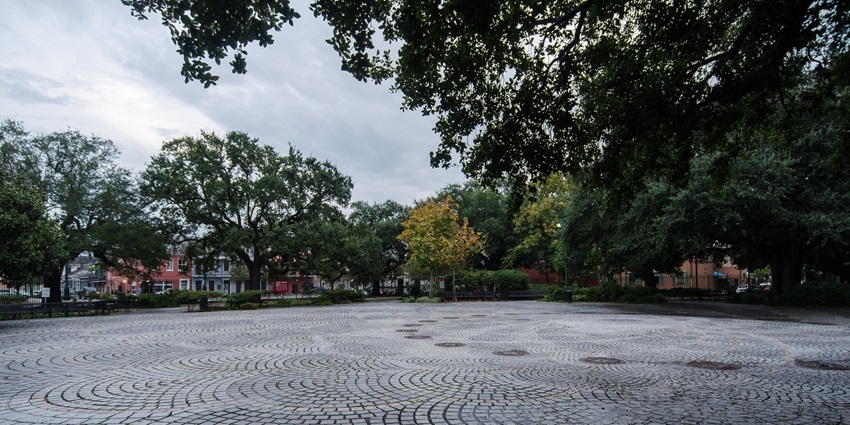 Open area with historic markers at Congo Square, one of the best historical places in New Orleans.