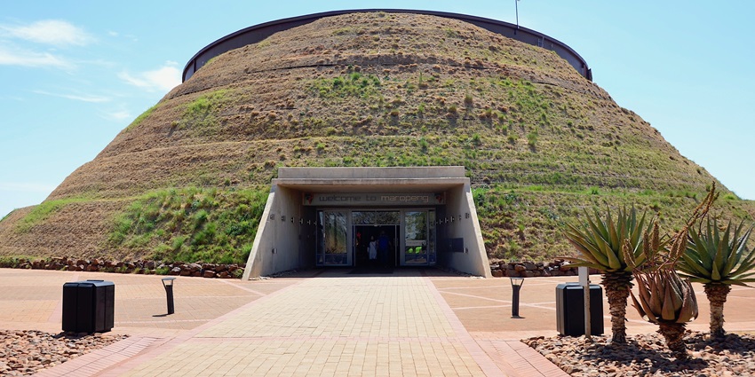 The curved, dome-like entrance to the Cradle of Humankind, a monument in South Africa.