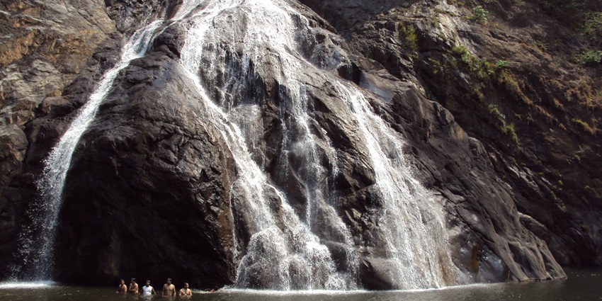 Dudhsagar waterfalls, one of the places to visit in Goa in January for a scenic getaway