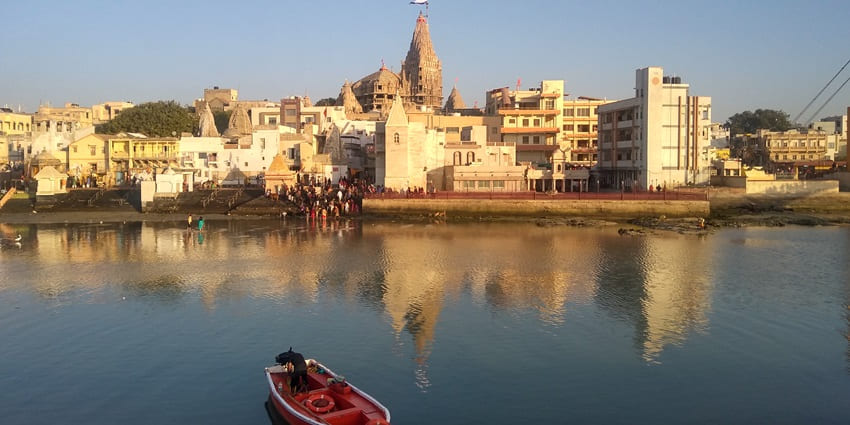 Sacred coastal city with ancient temples and mythological connections to Lord Krishna, among the best places to visit in Gujarat in April.