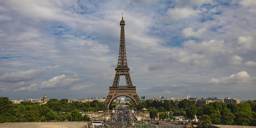 View of the Eiffel Tower, one of the top and most popular historical places in Paris