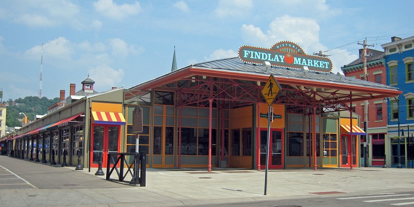 Browsing colourful produce, artisanal foods, and handmade goods at the bustling Findlay Market, one of the things to do in Cincinnati.