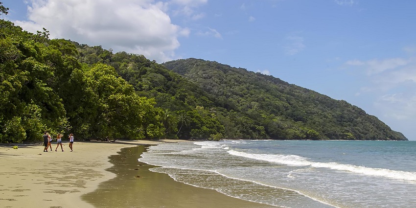Cape Tribulation beach with rainforest backdrop - one of the things to do in Far North Queensland.
