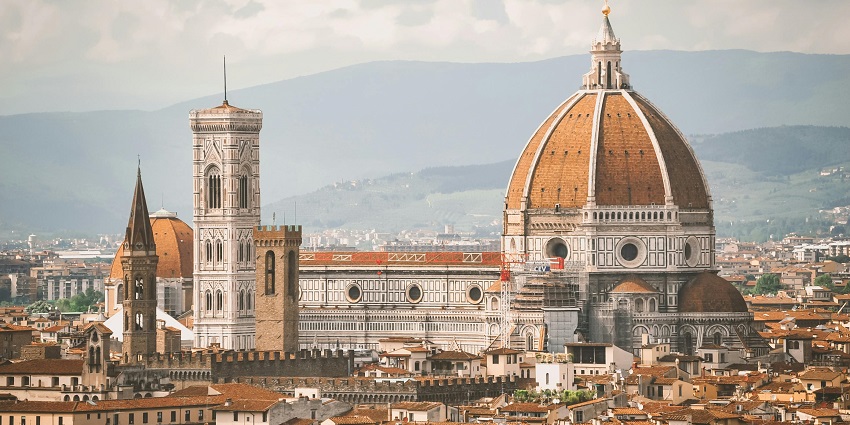 The exterior of Florence Cathedral, with traditional Italian architecture, is one of the best historical places in Italy.