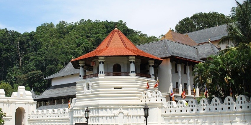 Ancient stone structure of Gadaladeniya Temple with Dravidian influences