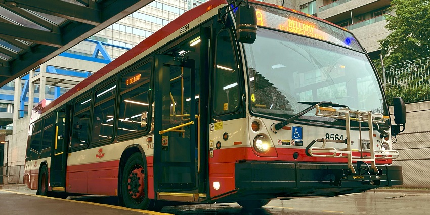 Public Transport on a Toronto road, reflecting the vast Toronto transport system.