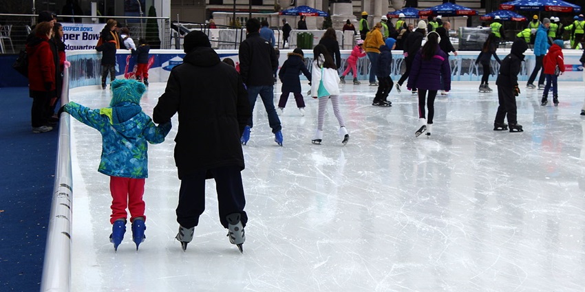 Glide under twinkling lights at this popular downtown outdoor skating rink during winter.